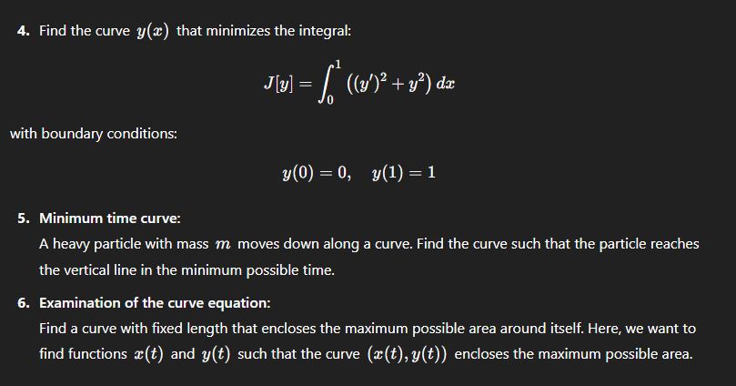Find the curve y ( x ) that minimizes the