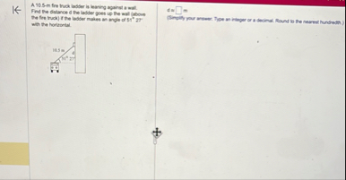 A . 1 6 5 - m flee that ladder is leaving against