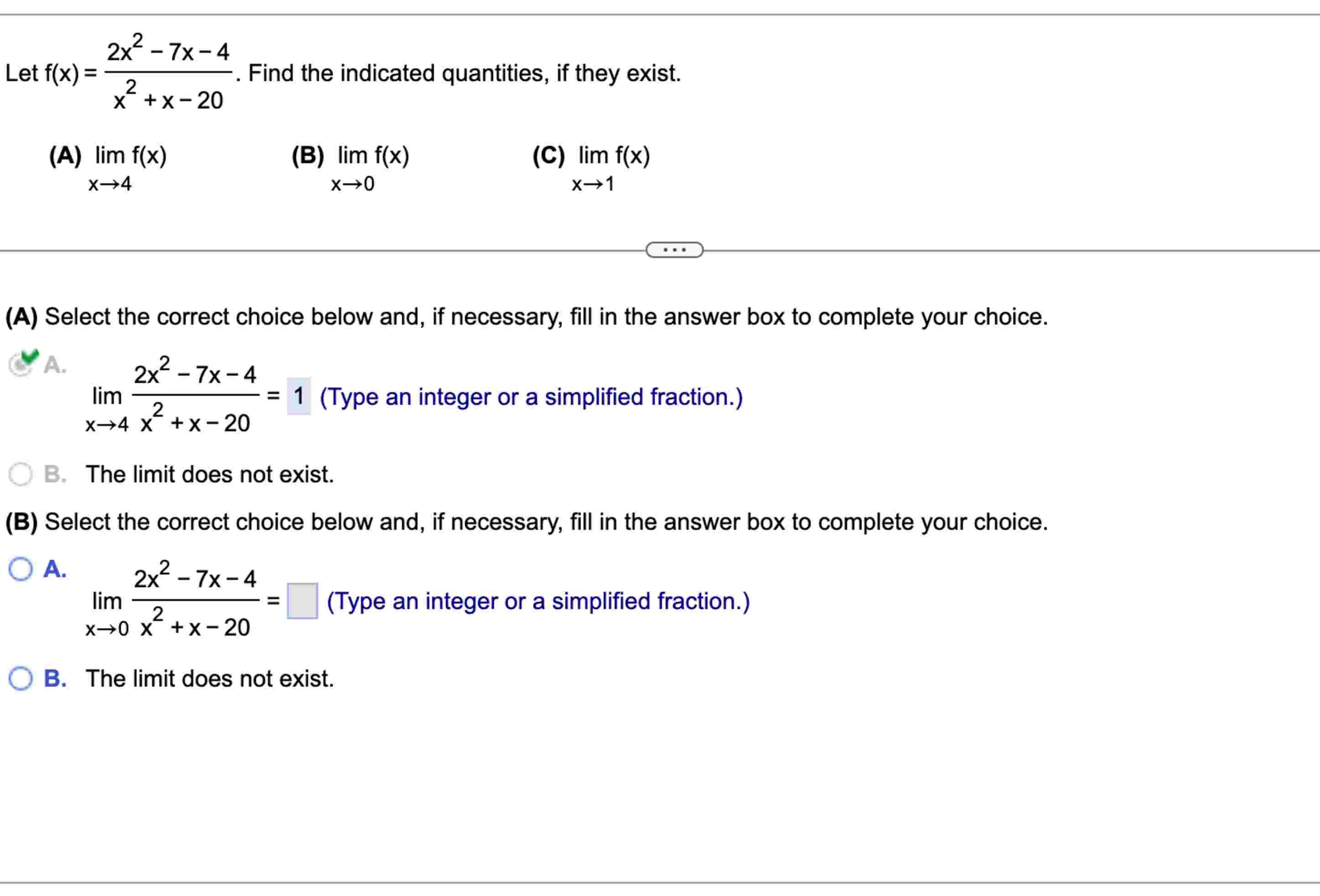 Let f ( x ) = 2 x 2 - 7 x - 4 x 2 + x - 2 0 .