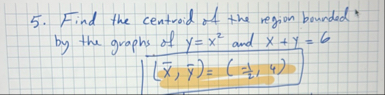 Find the centroid of the region bounded by the