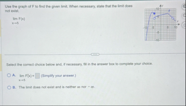 Use the graph of F to find the given limit . When