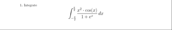 Integrate - 2 2 x 2 * c o s ( x ) 1 e x d x