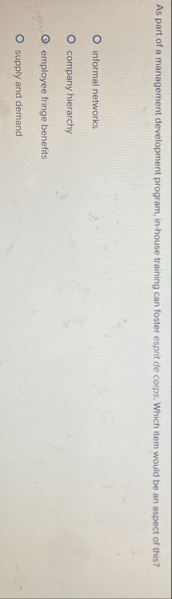 As part of a management development program, in -