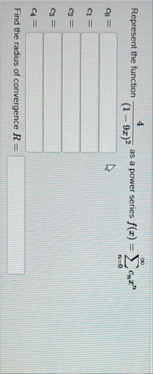 Represent the function 4 ( 1 - 9 x ) 2 as a power