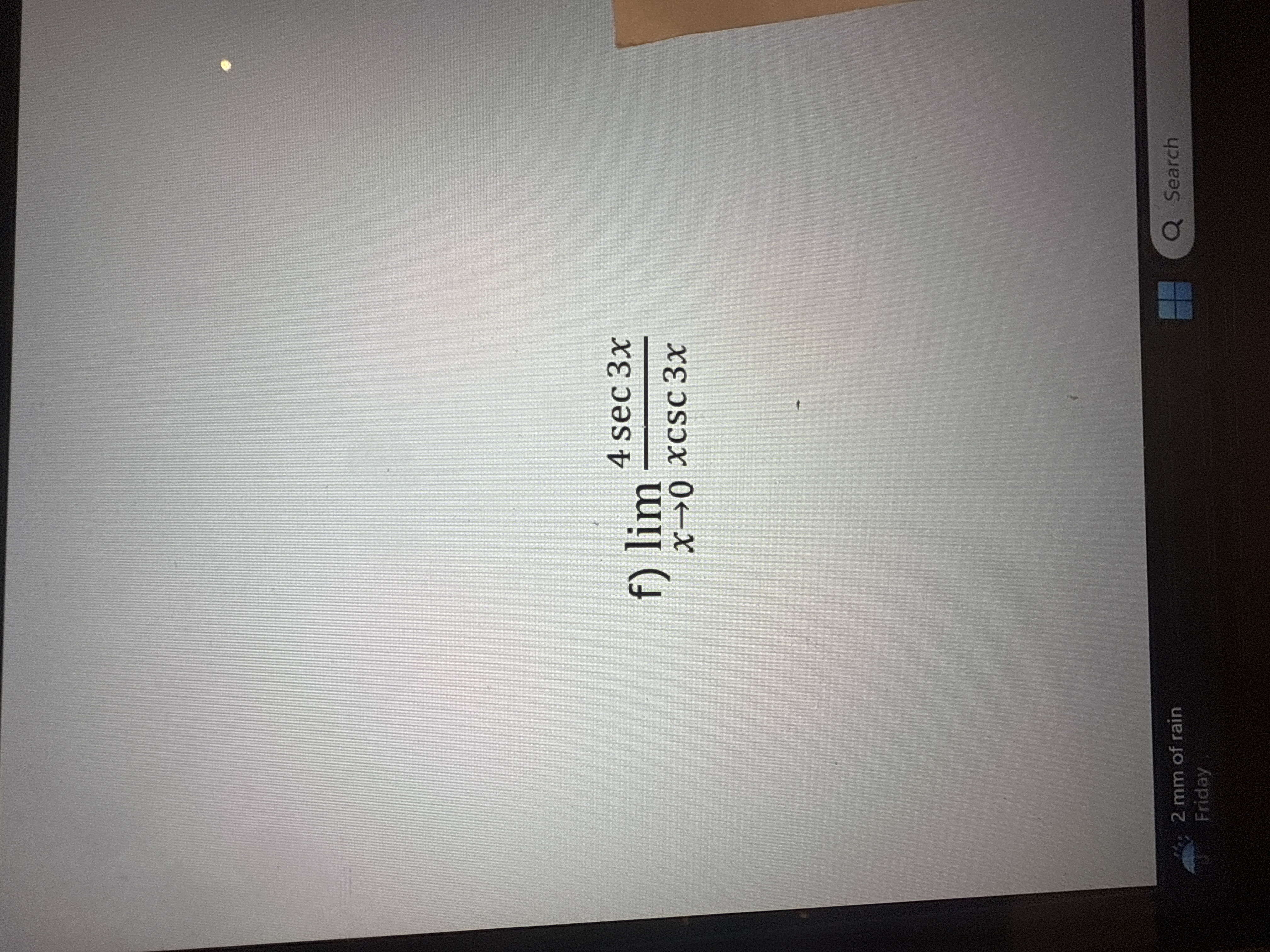 f lim x 0 4 s e c 3 x x c s c 3 x