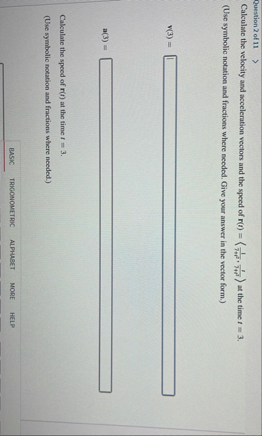 Question 2 of 1 1 Calculate the velocity and