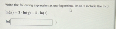 Write the following expression as one logarithm.