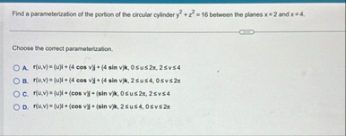Find a parameterization of the portion of the