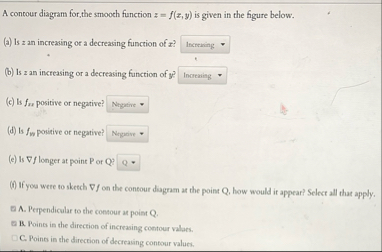 A contour diagram for, the smooth function z = f