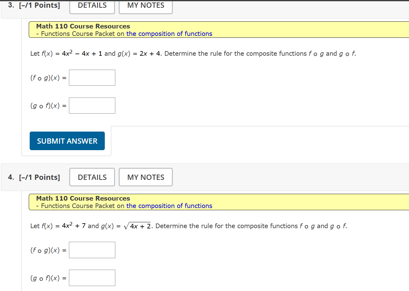 Math 1 1 0 Course Resources Functions Course
