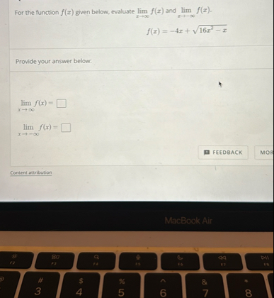 For the function f ( x ) given below, evaluate