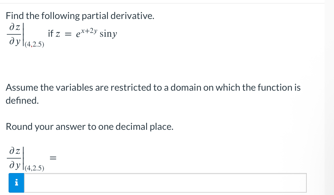 Find the following partial derivative. d e l z d