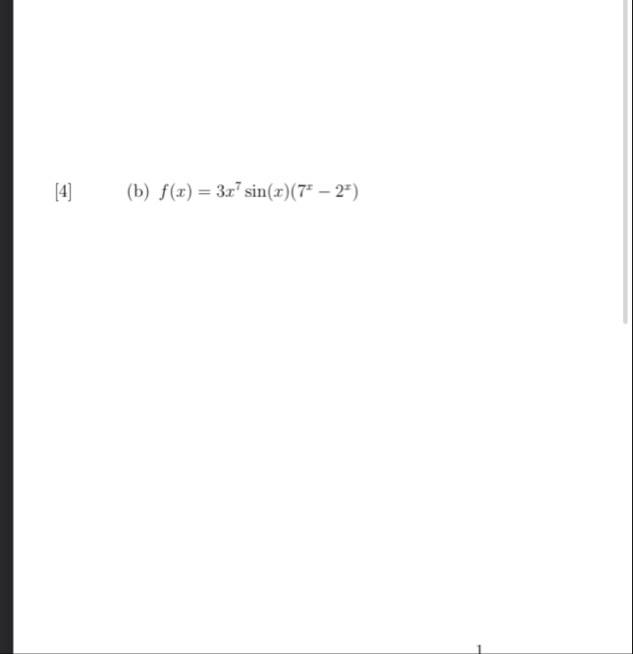[ 4 ] ( b ) f ( x ) = 3 x 7 s i n ( x ) ( 7 x - 2