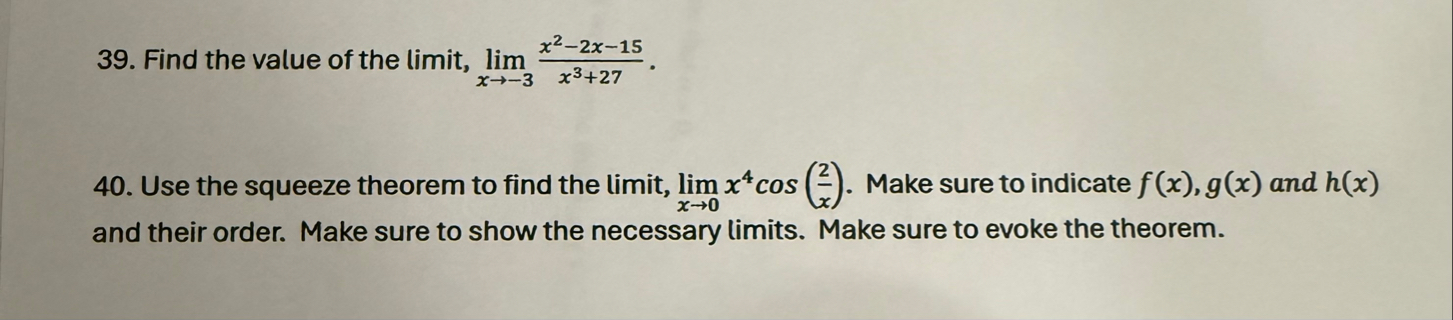 Find the value of the limit , lim x - 3 x 2 - 2 x