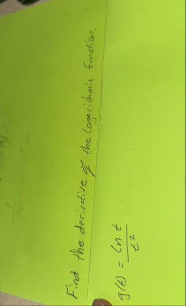 Find the derivative of the logarithmic function.