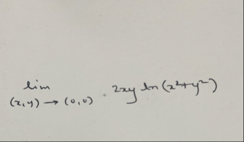 lim ( x , y ) ( 0 , 0 ) 2 x y l n ( x 2 y 2 )