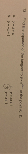 Find the equation of the tangent to y = e t h x