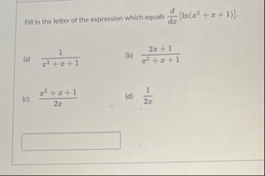 Fill in the letter of the expression which equals