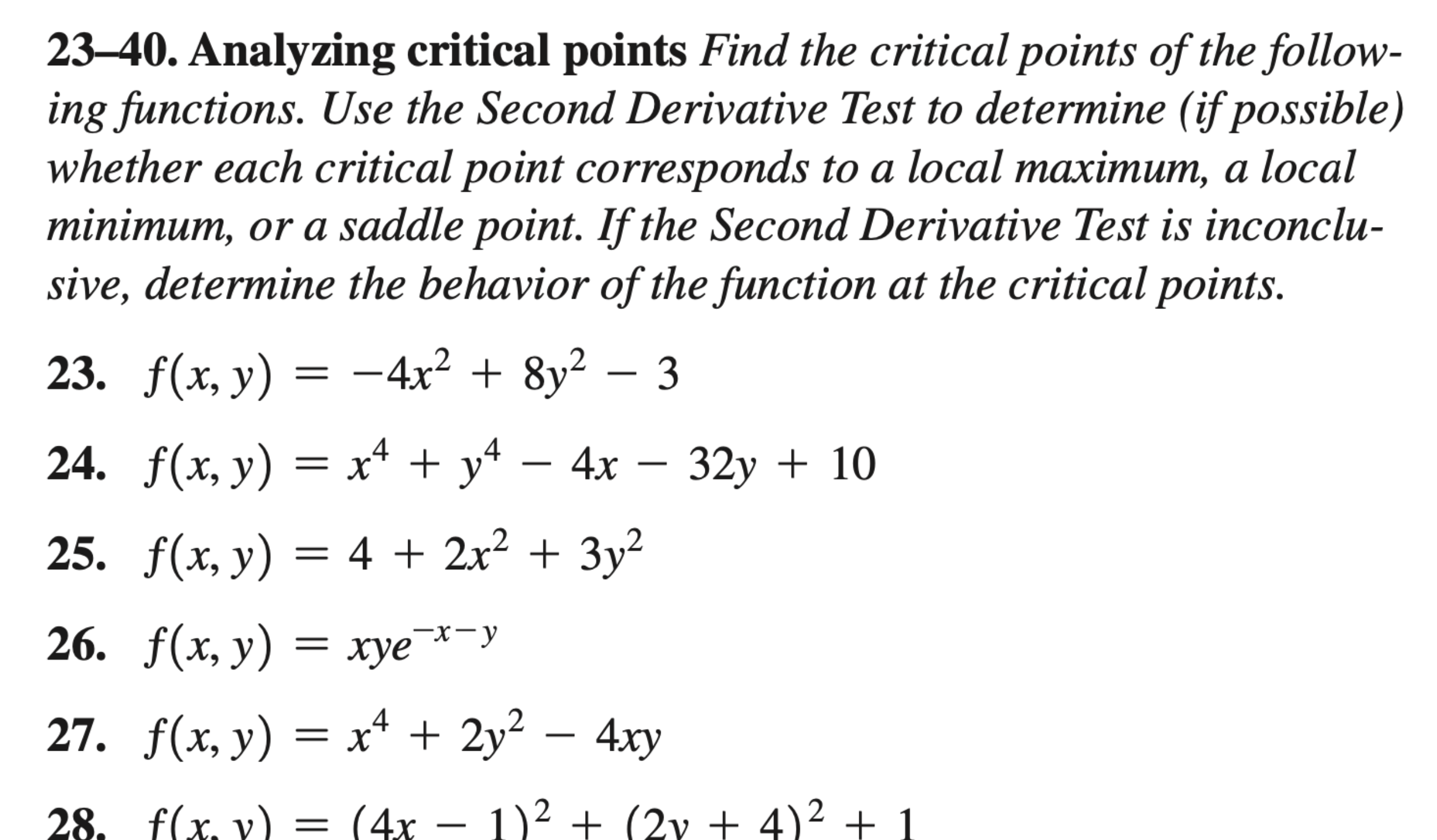 2 8 2 3 - 4 0 . Analyzing critical points Find