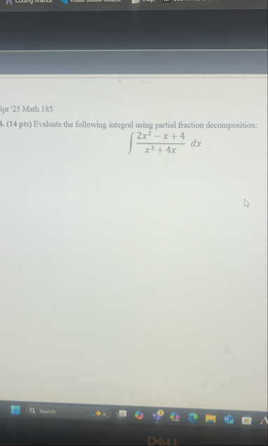 Spr ' 2 5 Math 1 8 5 4 . ( 1 4 nts ) Bualuate the