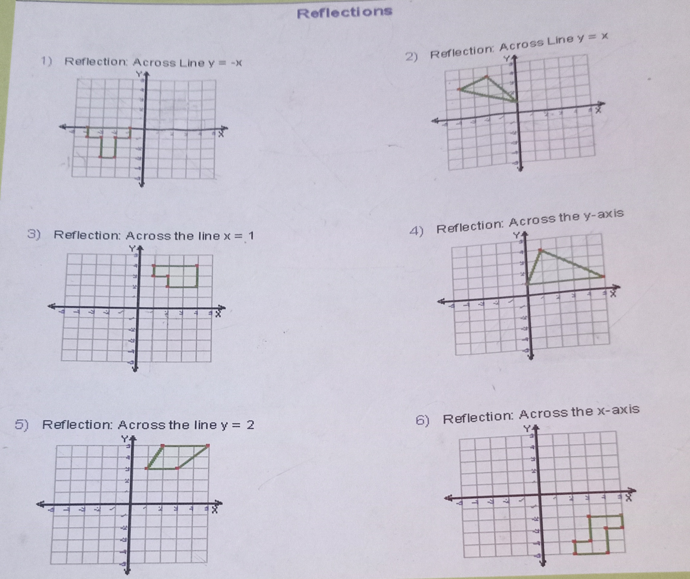 Reflection: Across Line y = - x Reflection: