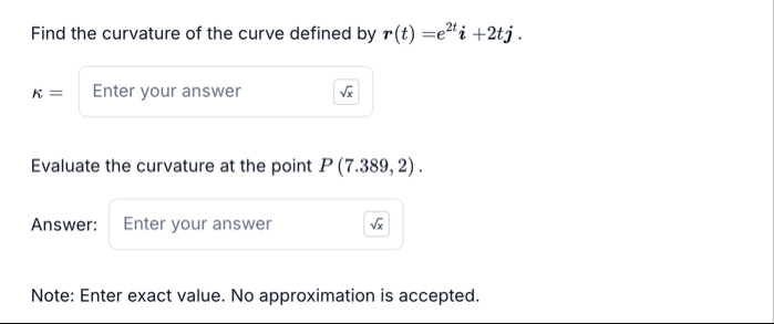 Find the curvature of the curve defined by r ( t