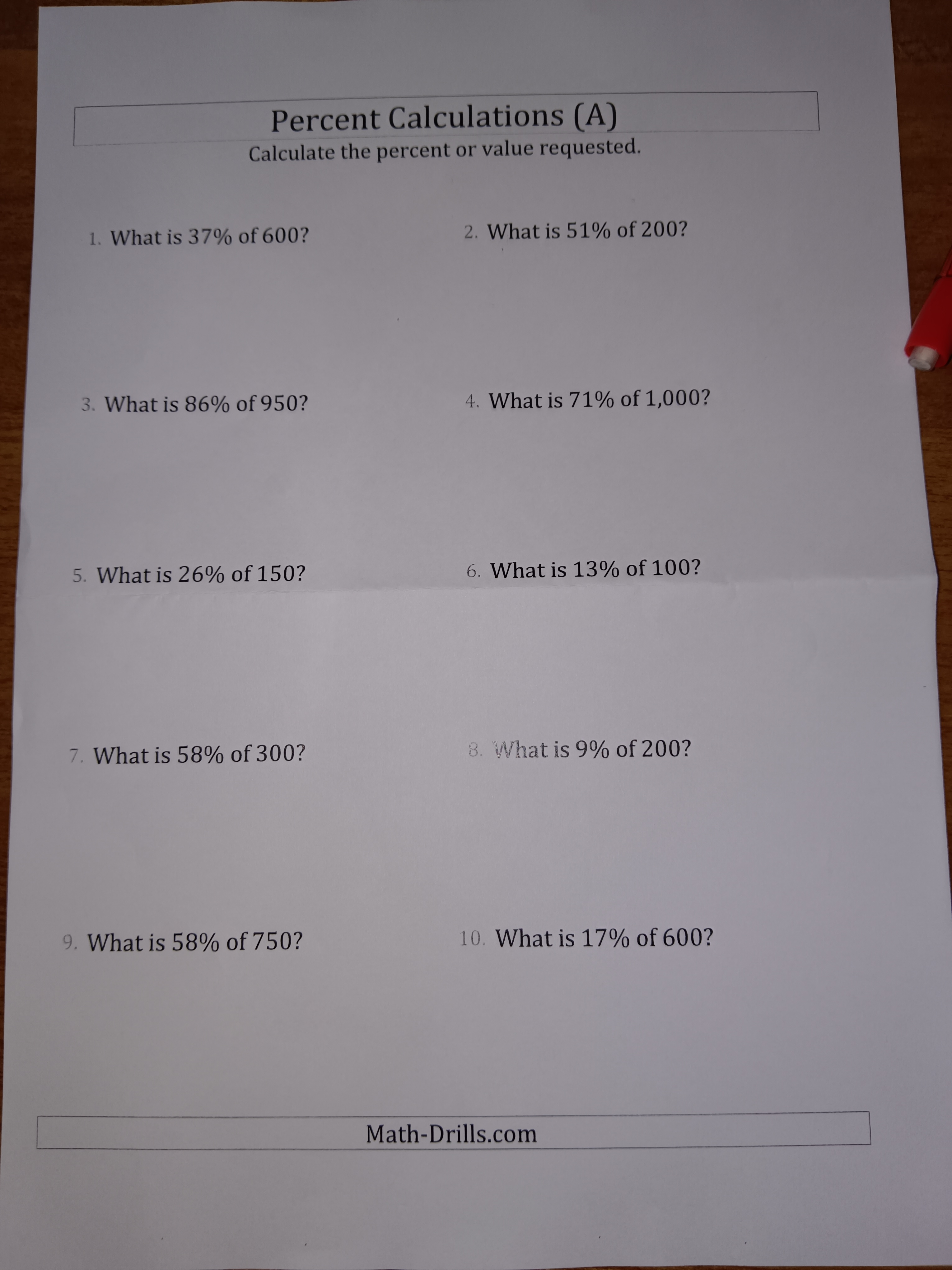 code class = "asciimath" > Percent Calculations (