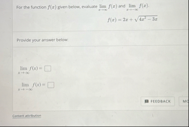 For the function f ( x ) given below, evaluate