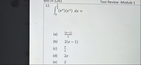 MATH 1 2 4 1 Test Review - Module 1 1 2 . 0 1 2 (