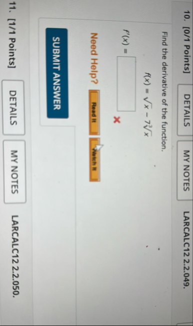 [ 0 / 1 Points ] LARCALC 1 2 2 . 2 . 0 4 9 . Find