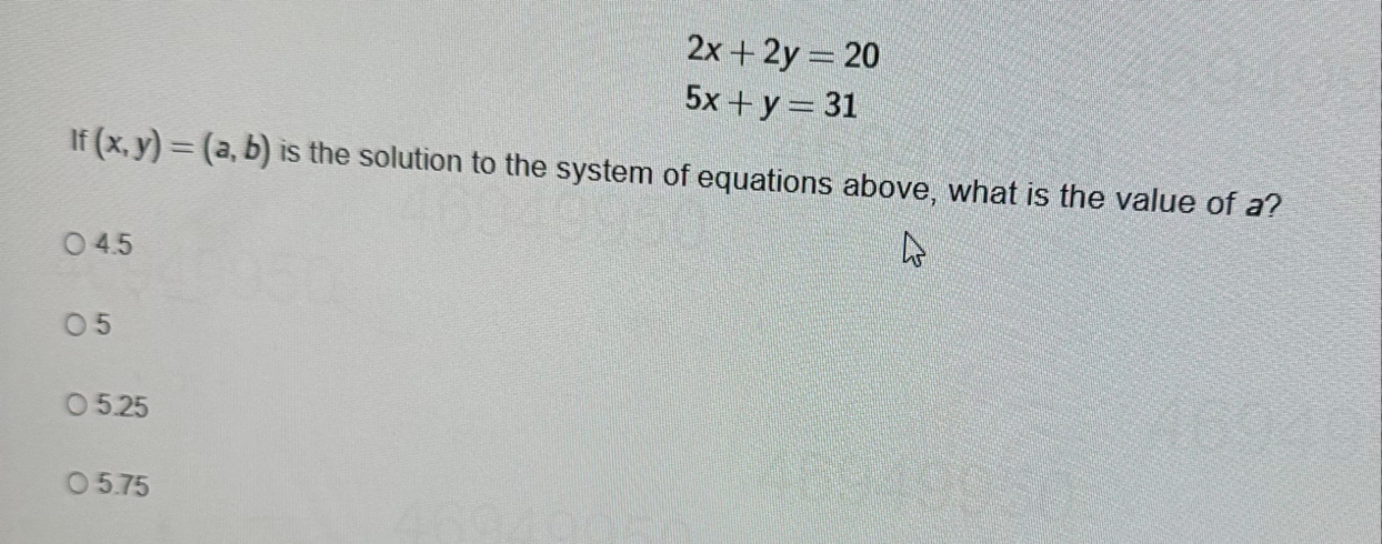 2 x 2 y = 2 0 5 x y = 3 1 If ( x , y ) = ( a , b