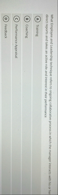 What Employee and Leadership technique refers to