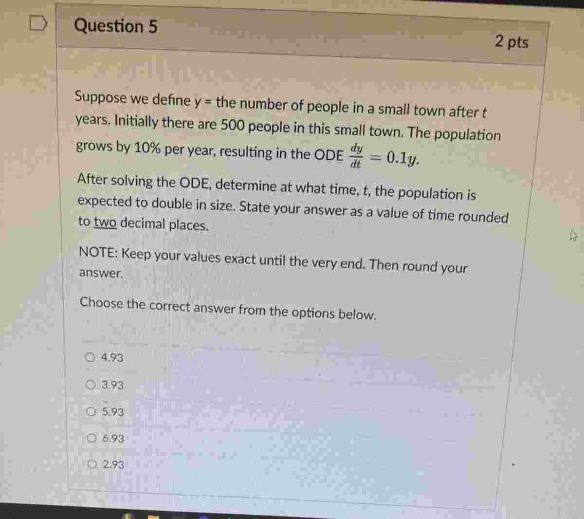 Question 5 Suppose we define \ ( y = \ ) the