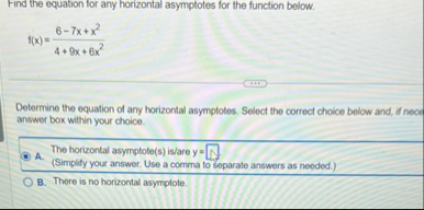 Find the equation for any horizontal asymptotes