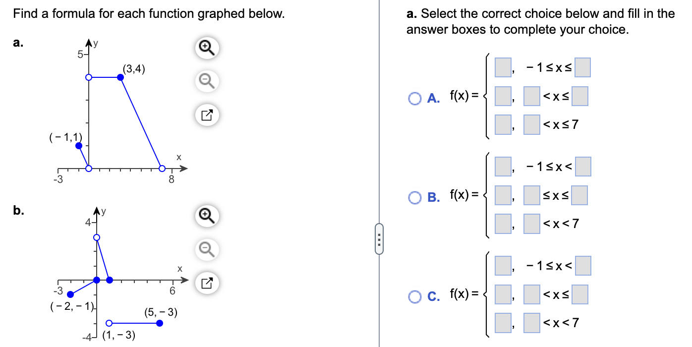 Find a formula for each function graphed below. a