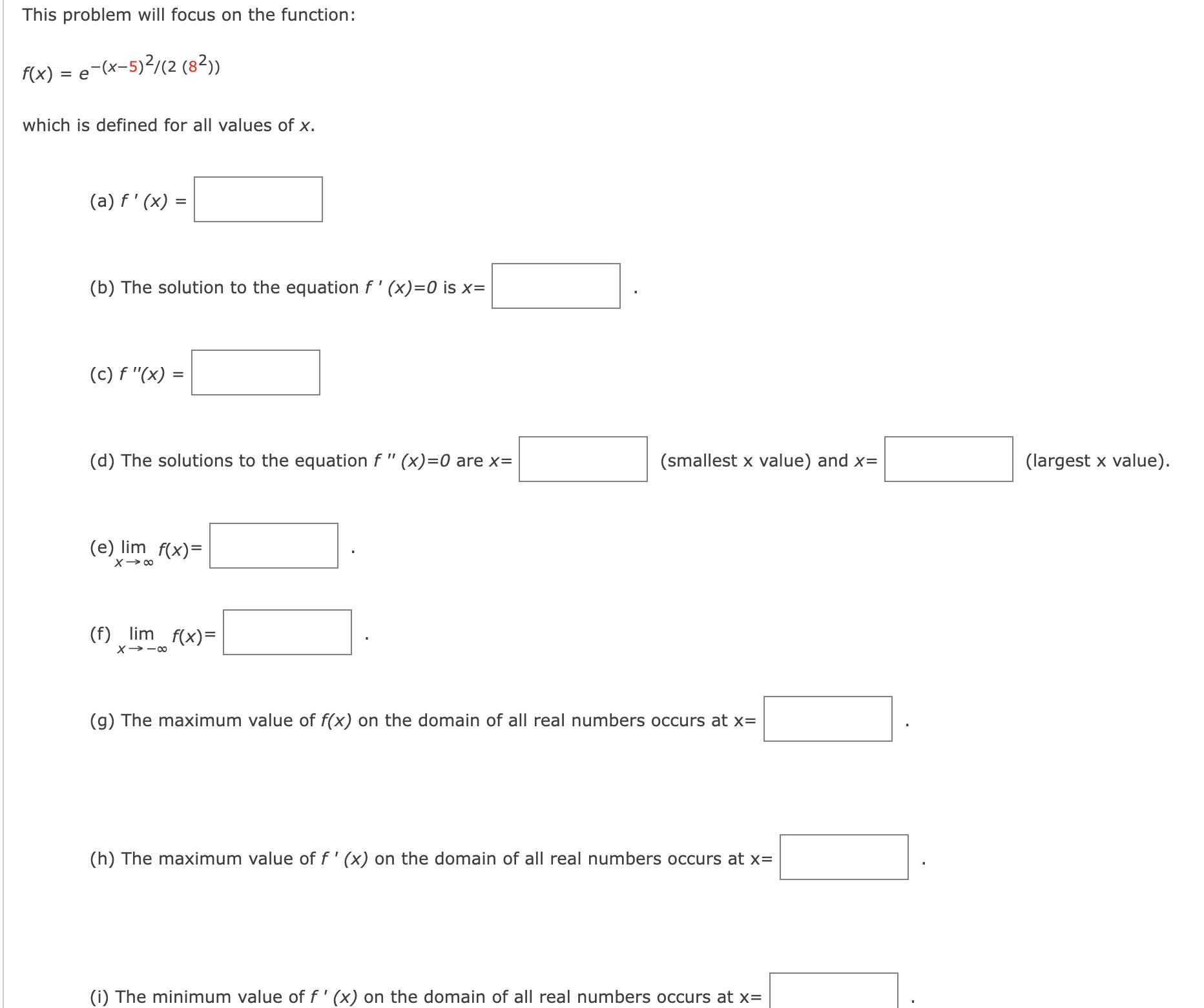 This problem will focus o n the function: f ( x )