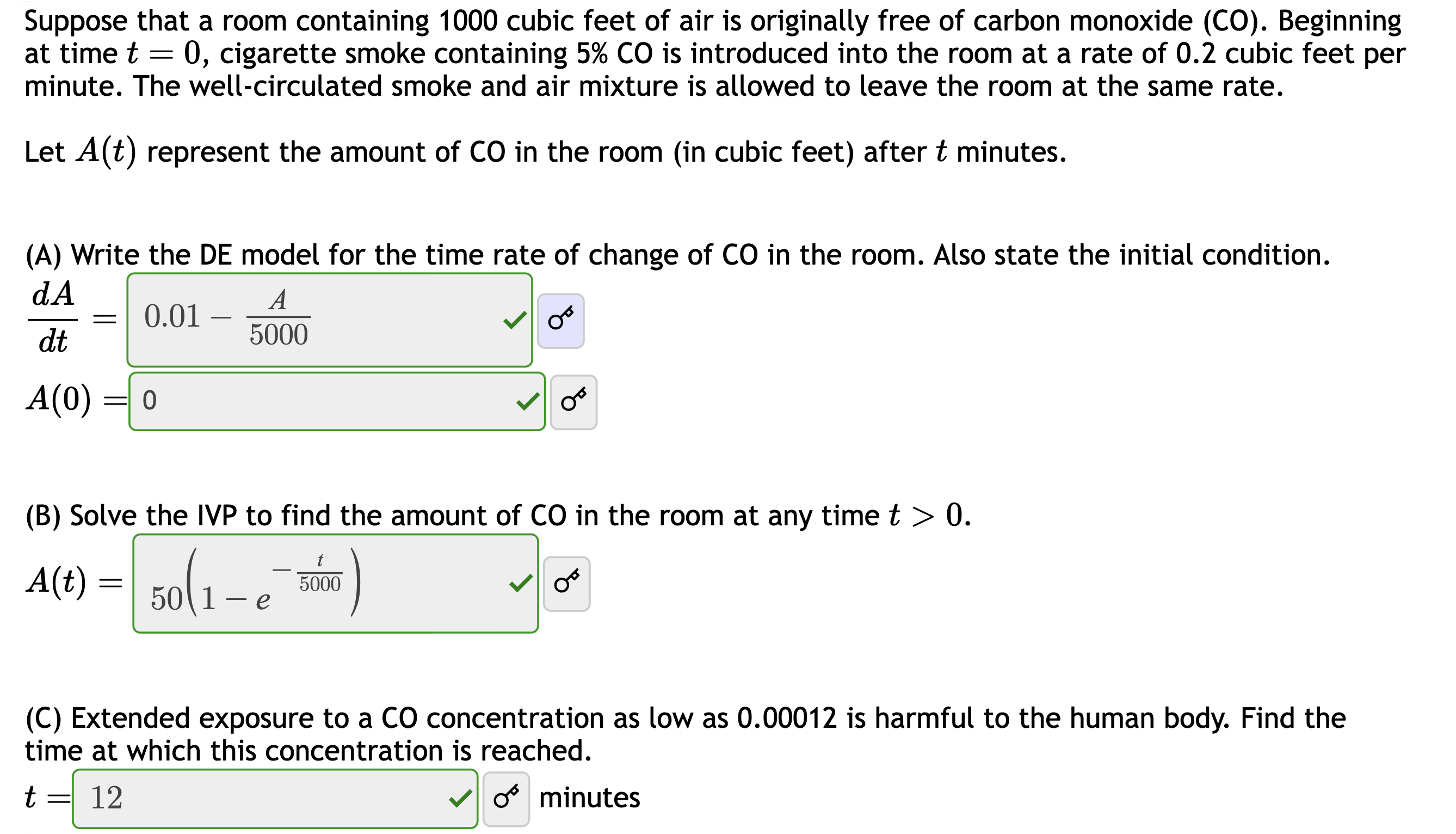 Suppose that a room containing 1 0 0 0 cubic feet