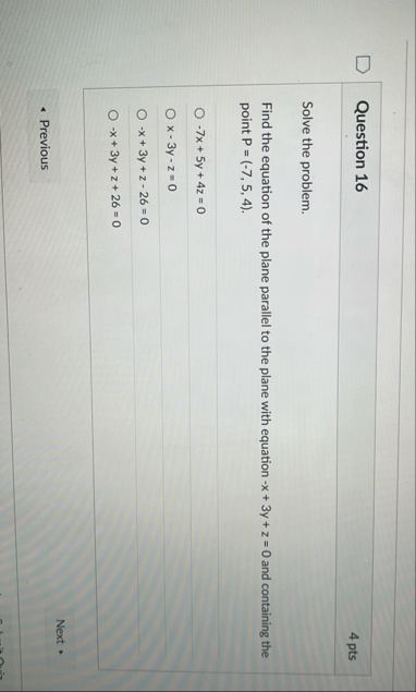 Question 1 6 4 pts Solve the problem. Find the