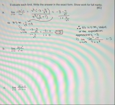 Evaluate each limit . Write the answer in the