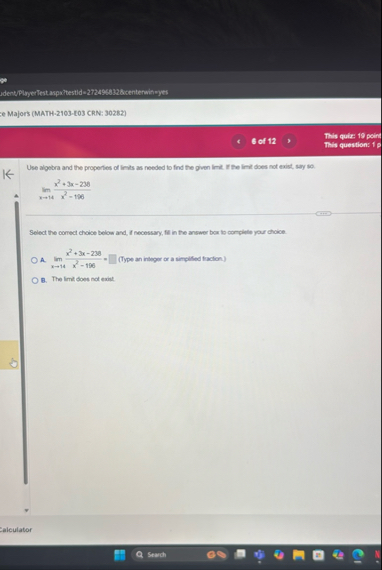 e Majors ( MATH - 2 1 0 3 - L 0 3 CRN: 3 0 2 8 2