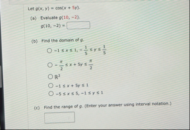 Let g ( x , y ) = c o s ( x 5 y ) . ( a )