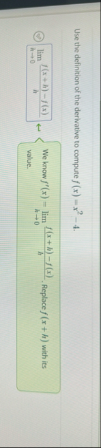 Use the definition of the derivative to compute f