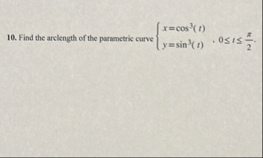 Find the arclength of the parametric curve x = c