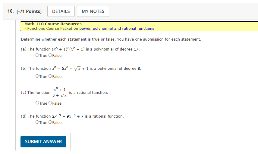 Math 1 1 0 Course Resources Functions Course
