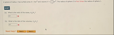 A sphere of radius r has surface area A = 4 r 2