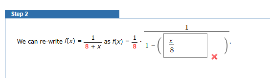 Step 2 W e can r e - write f ( x ) = 1 8 + x a s .