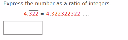 Express the number a s a ratio o f integers. 4 .