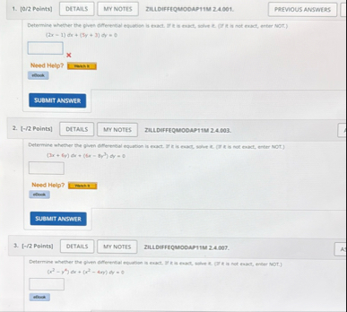 [ 0 / 2 Points ] ZILLDIFFEQMODAPYTM 2 . 4 0 0 1 .