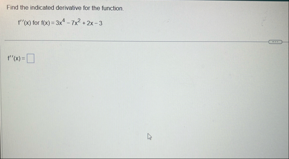 Find the indicated derivative for the function. f