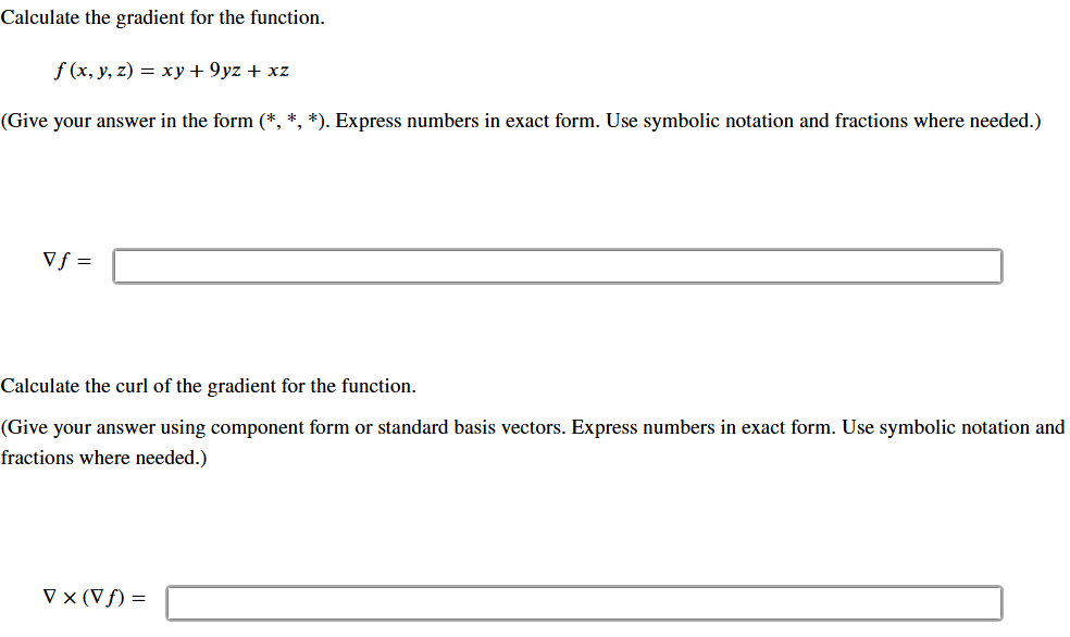 Calculate the gradient for the function. f ( x ,